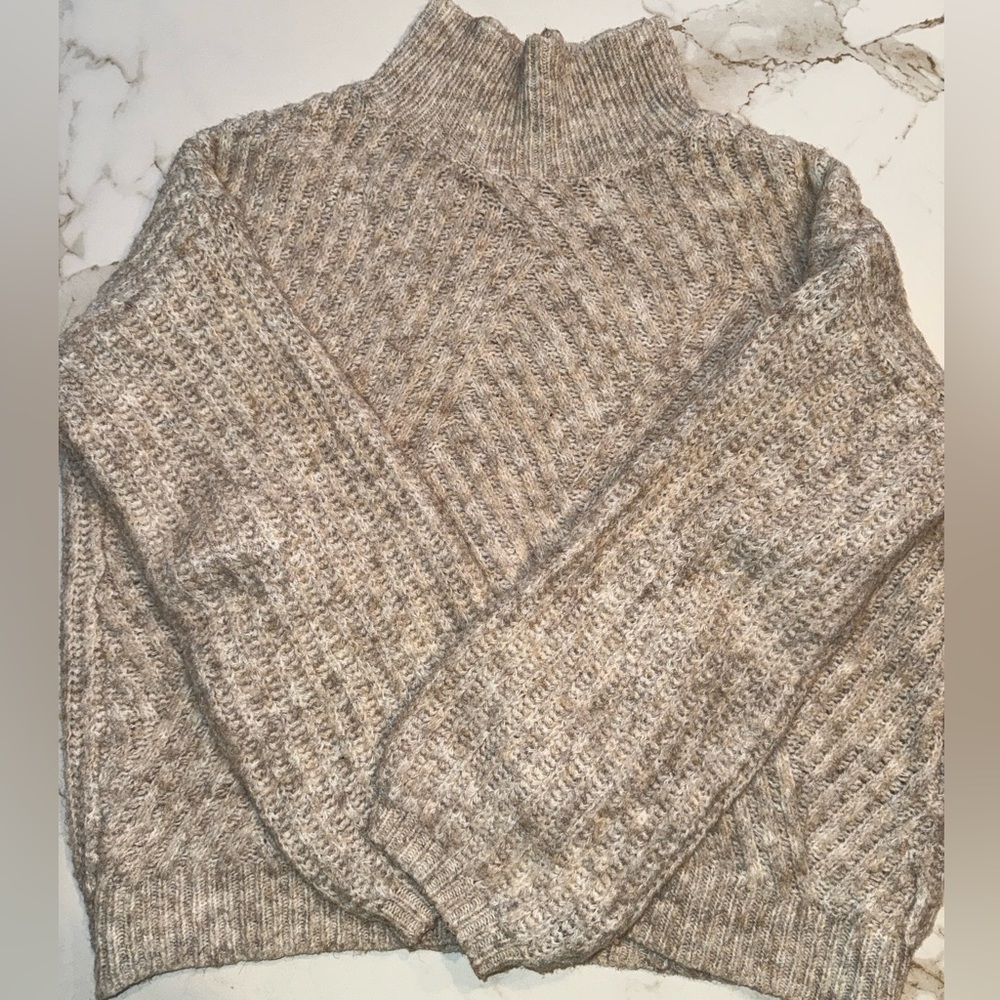 FRNCH Paris | Chunky Knit Cropped Sweater | Neutral Oatmeal S/M t